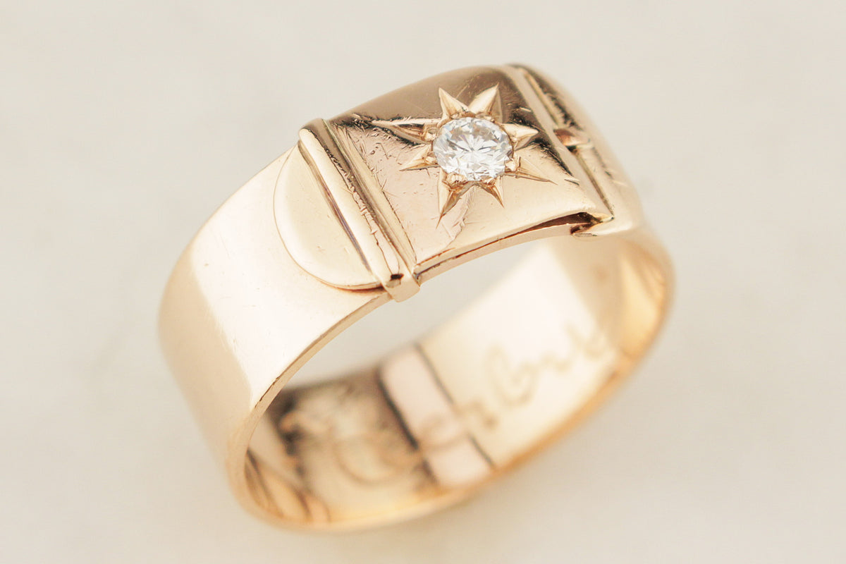 ANTIQUE EDWARDIAN c1900 DIAMOND BUCKLE RING 9ct GOLD