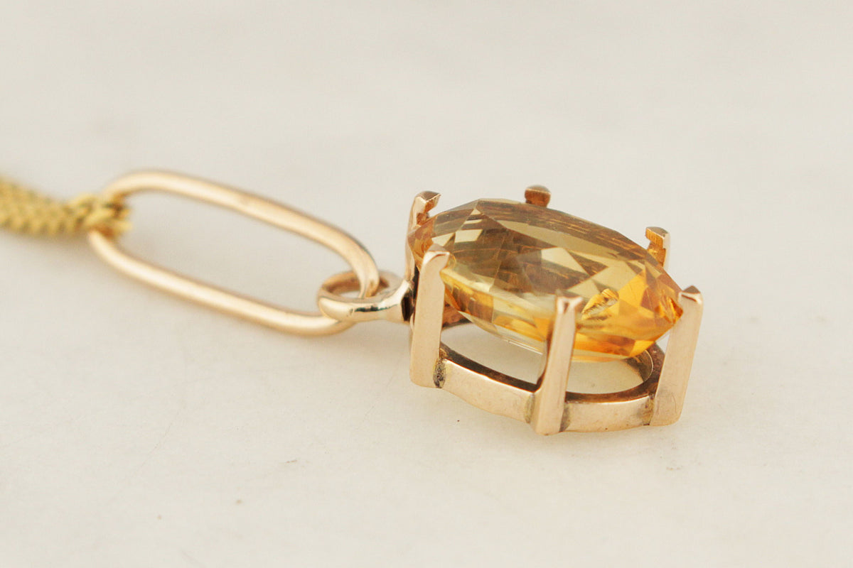 ANTIQUE EDWARDIAN c1900 CITRINE PENDANT 9ct GOLD