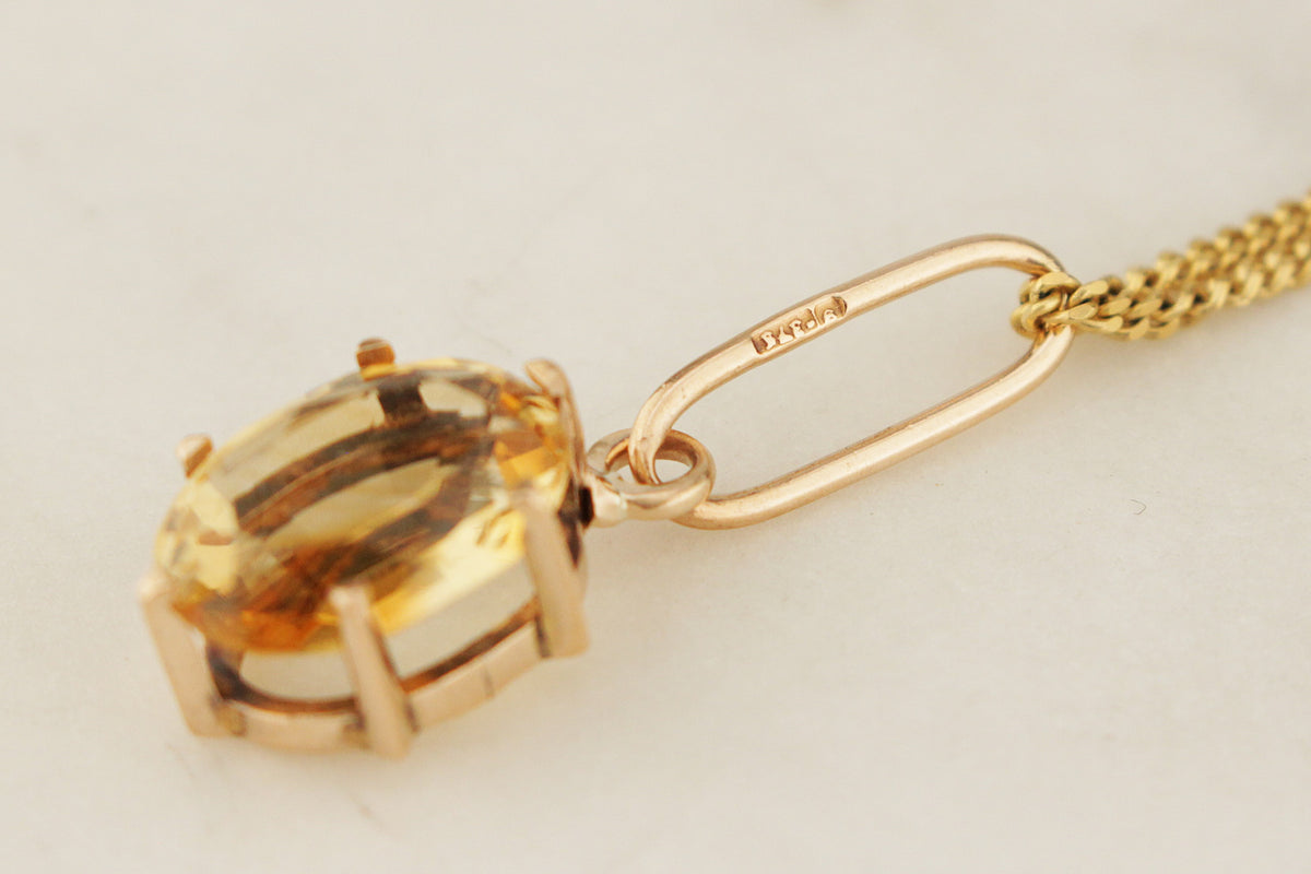 ANTIQUE EDWARDIAN c1900 CITRINE PENDANT 9ct GOLD