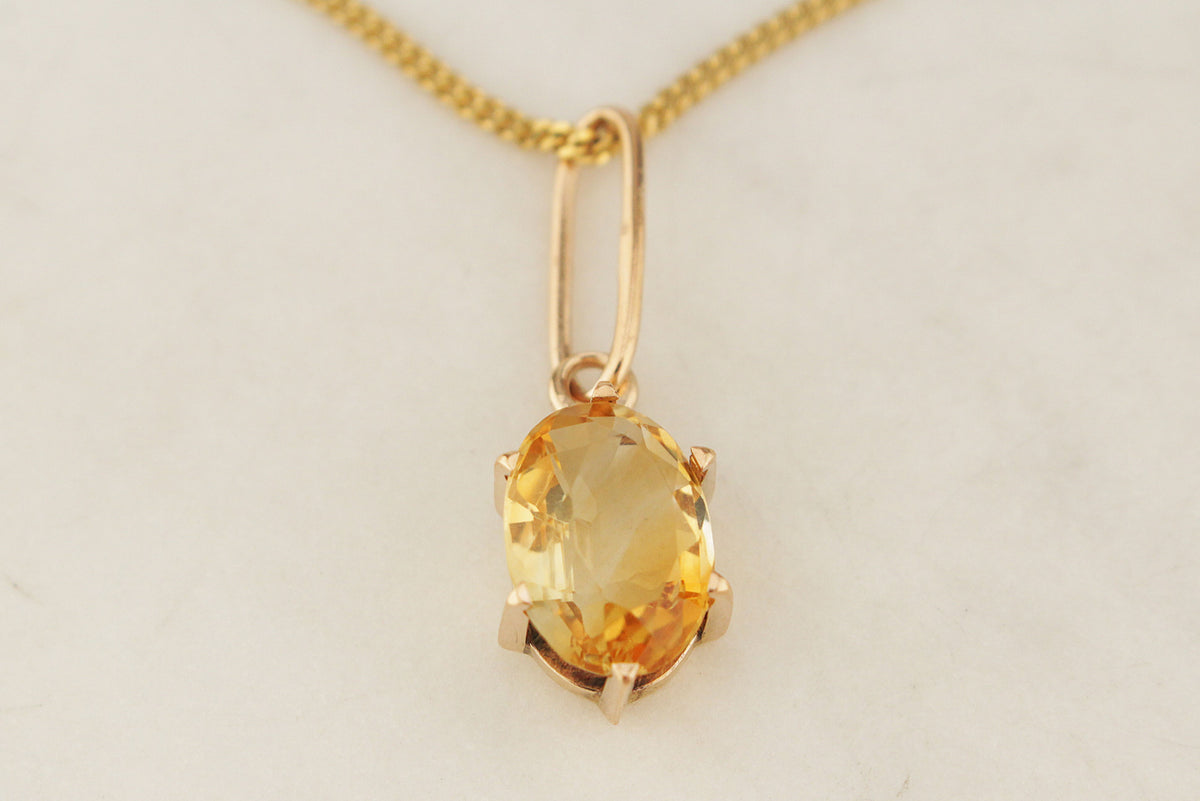 ANTIQUE EDWARDIAN c1900 CITRINE PENDANT 9ct GOLD