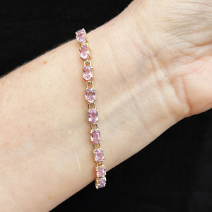 12ct PINK SAPPHIRE BRACELET 10ct GOLD