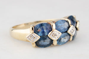 VINTAGE SAPPHIRE & DIAMOND RING 9ct GOLD