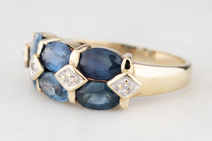 VINTAGE SAPPHIRE & DIAMOND RING 9ct GOLD