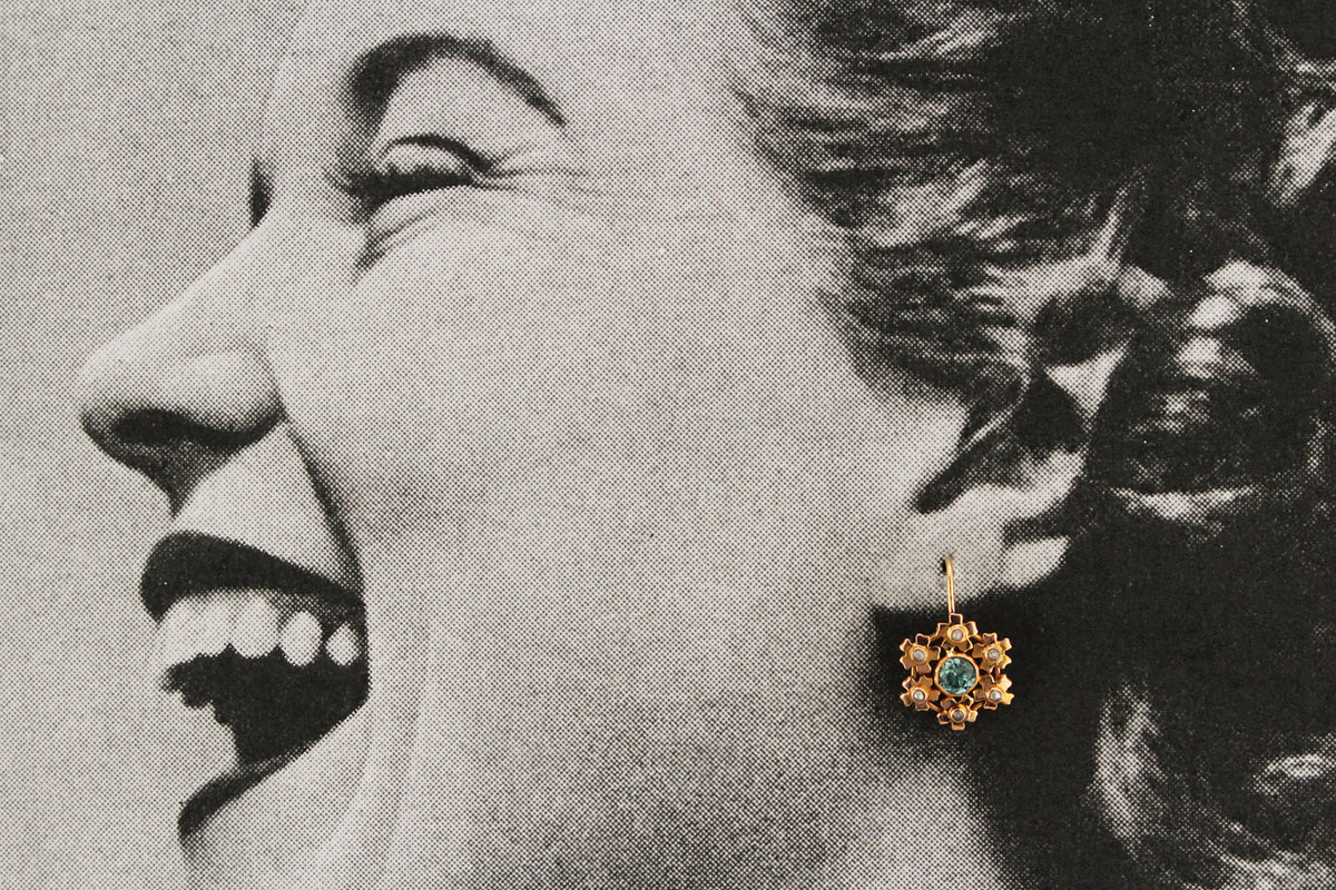 ANTIQUE EDWARDIAN c1915 ZIRCON EARRINGS 9ct GOLD