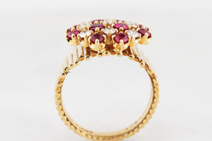 VINTAGE MID-CENTURY 1969 RUBY & DIAMOND RING 18ct GOLD
