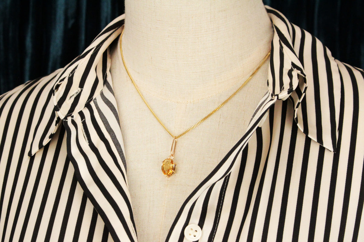 ANTIQUE EDWARDIAN c1900 CITRINE PENDANT 9ct GOLD