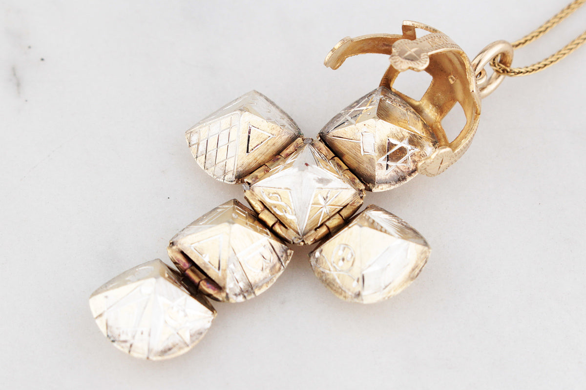 ANTIQUE EDWARDIAN MASONIC ORB PENDANT 9ct GOLD