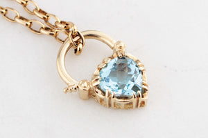 VINTAGE TOPAZ HEART PADLOCK PENDANT 9ct GOLD