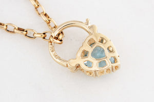 VINTAGE TOPAZ HEART PADLOCK PENDANT 9ct GOLD