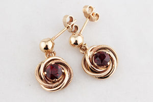 VINTAGE ‘LOVER’S KNOT’ GARNET EARRINGS 9ct GOLD