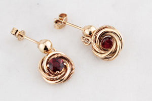 VINTAGE ‘LOVER’S KNOT’ GARNET EARRINGS 9ct GOLD