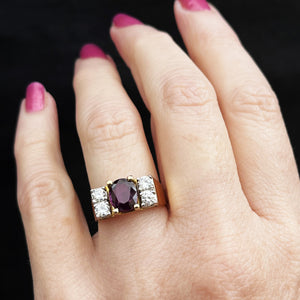 VINTAGE MID-CENTURY RUBY & DIAMOND RING 18ct GOLD