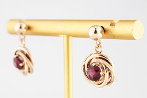 VINTAGE ‘LOVER’S KNOT’ GARNET EARRINGS 9ct GOLD