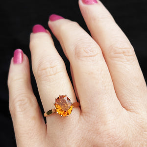 MID-CENTURY 1970 CITRINE RING 9ct GOLD