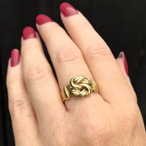 VINTAGE 1994 DOUBLE LOVERS KNOT RING 9ct YELLOW GOLD