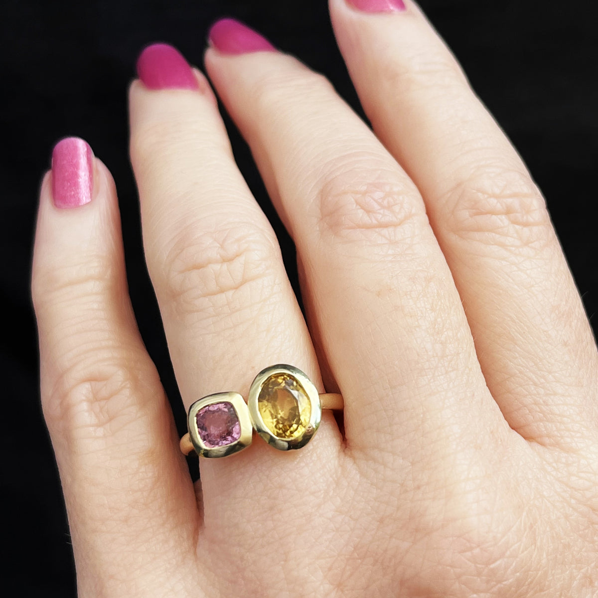 BESPOKE PINK SPINEL &amp; ZIRCON RING 14ct GOLD