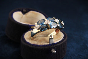 VINTAGE SAPPHIRE & DIAMOND RING 9ct GOLD
