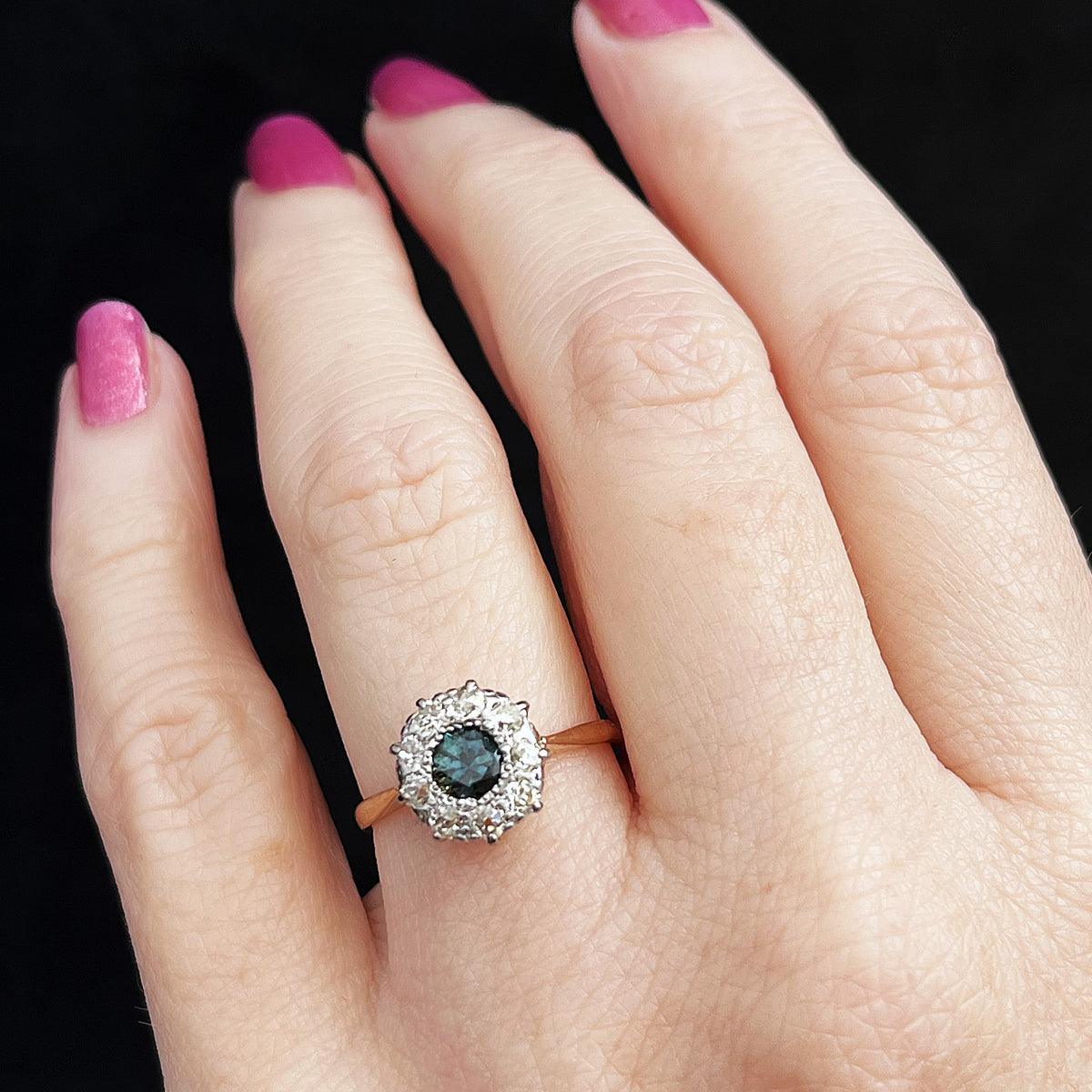 ANTIQUE EDWARDIAN SAPPHIRE &amp; DIAMOND RING 18ct GOLD &amp; PLATINUM