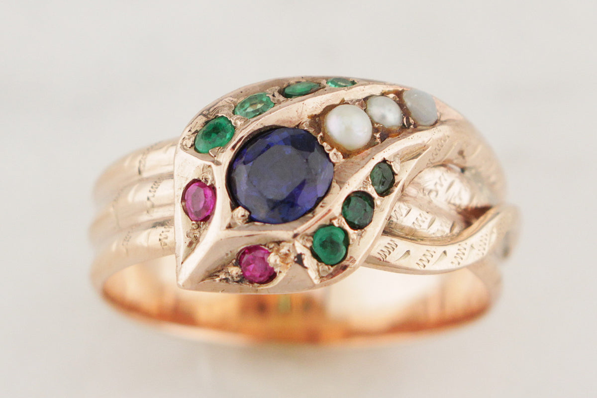 ANTIQUE EDWARDIAN c1900 SERPENT RING 9ct GOLD