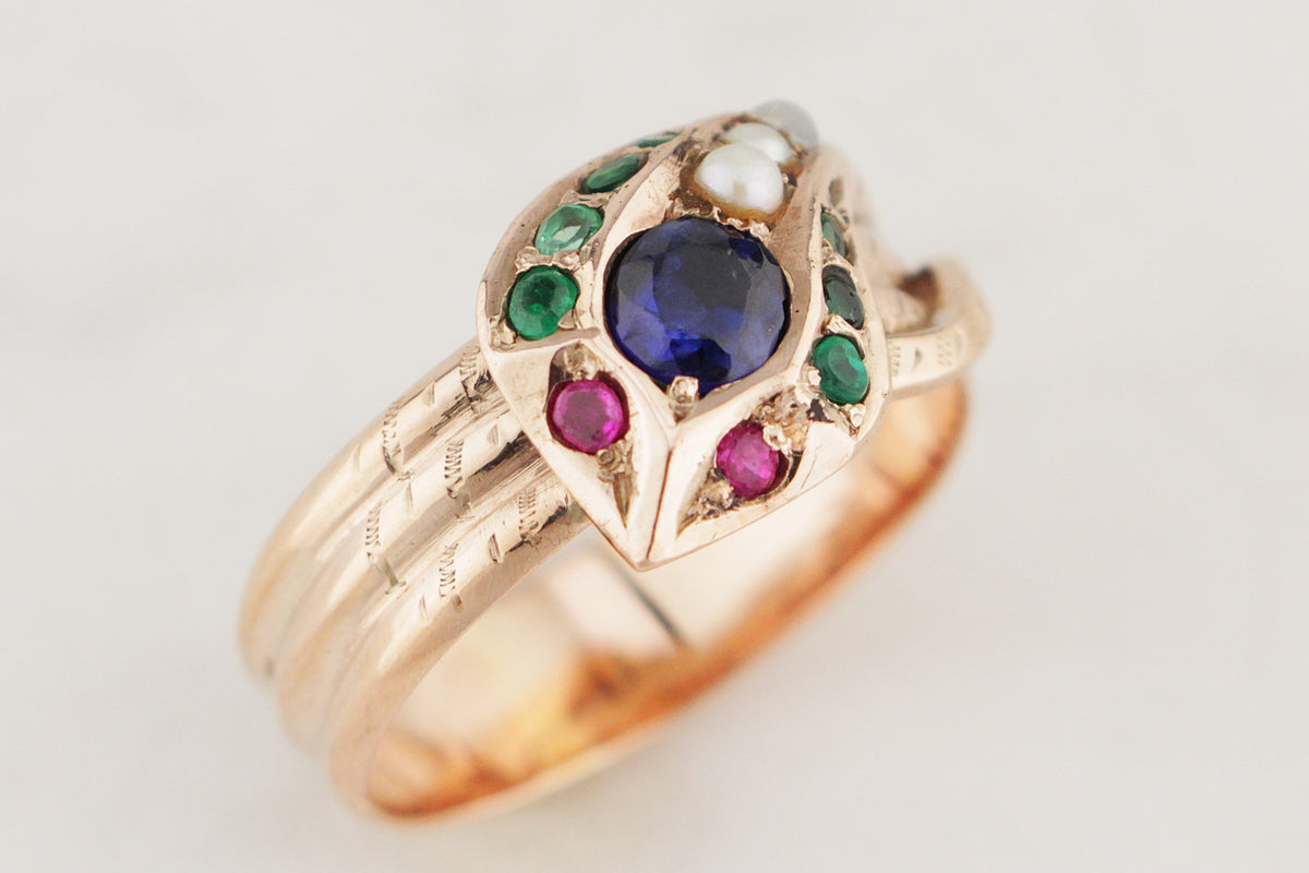 ANTIQUE EDWARDIAN c1900 SERPENT RING 9ct GOLD