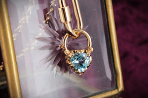 VINTAGE TOPAZ HEART PADLOCK PENDANT 9ct GOLD