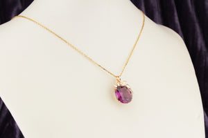 LATE ART NOUVEAU ERA c1915 16.6ct SYNTHETIC SAPPHIRE PENDANT & CHAIN ON 14ct YELLOW GOLD