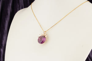 LATE ART NOUVEAU ERA c1915 16.6ct SYNTHETIC SAPPHIRE PENDANT & CHAIN ON 14ct YELLOW GOLD