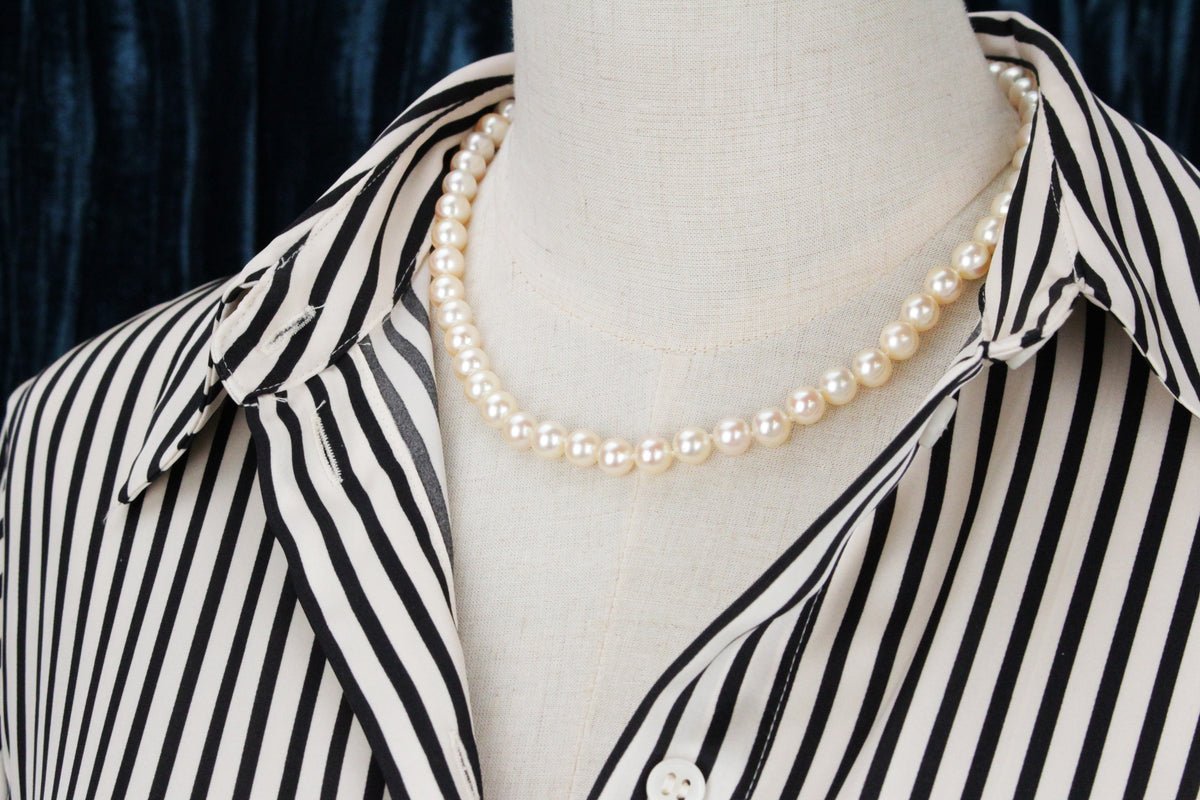 VINTAGE c1940 RUBY DIAMOND &amp; PEARL SINGLE STRAND 18ct GOLD