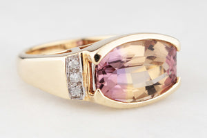 VINTAGE 6ct AMETRINE & DIAMOND RING 9ct GOLD