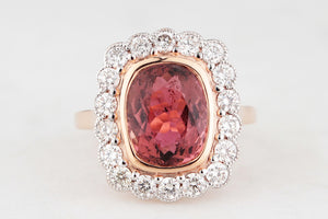 TOURMALINE & DIAMOND RING 14ct WHITE & ROSE GOLD