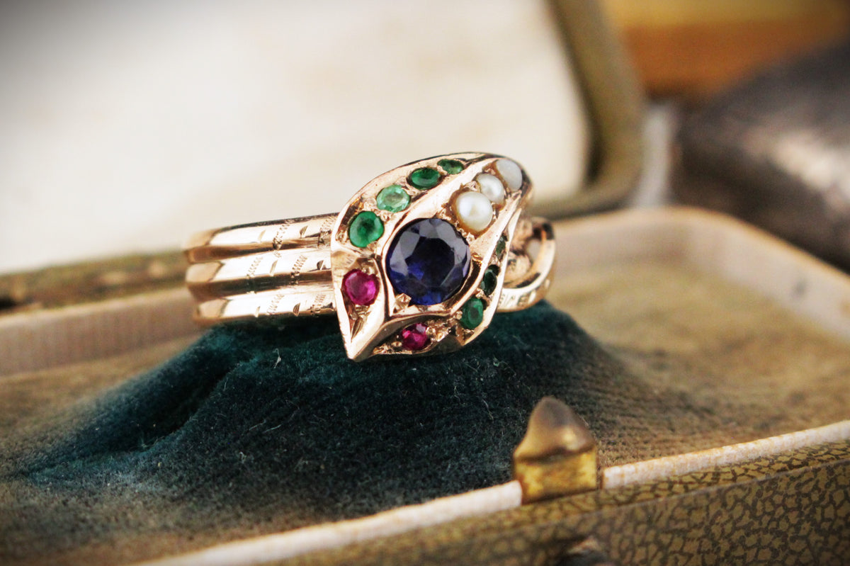 ANTIQUE EDWARDIAN c1900 SERPENT RING 9ct GOLD