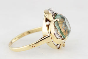 ANTIQUE ART DECO c1920 TOURMALINE & DIAMOND COCKTAIL RING 14ct GOLD