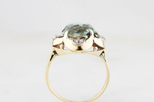 ANTIQUE ART DECO c1920 TOURMALINE & DIAMOND COCKTAIL RING 14ct GOLD