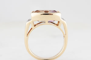 VINTAGE 6ct AMETRINE & DIAMOND RING 9ct GOLD