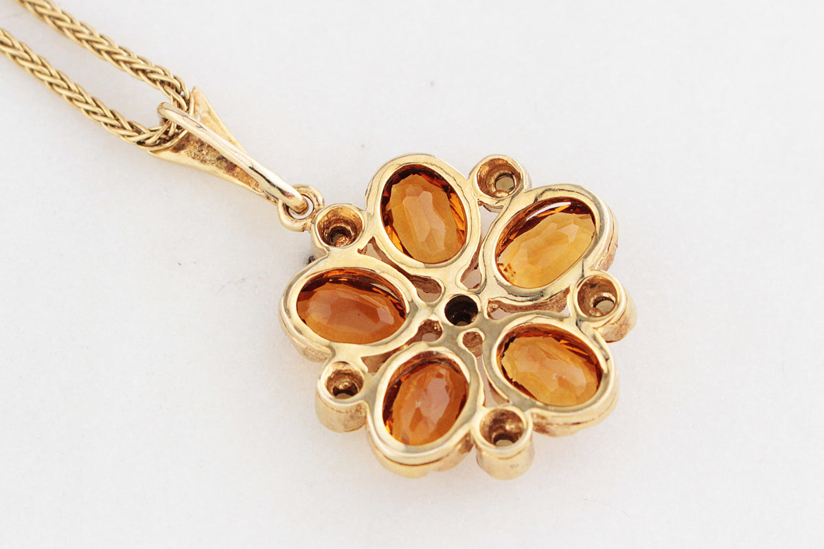 ANTIQUE EDWARDIAN CITRINE &amp; SEED PEARL PENDANT 9ct GOLD