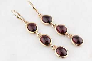 VINTAGE PYROPE GARNET DROP EARRINGS 9ct GOLD