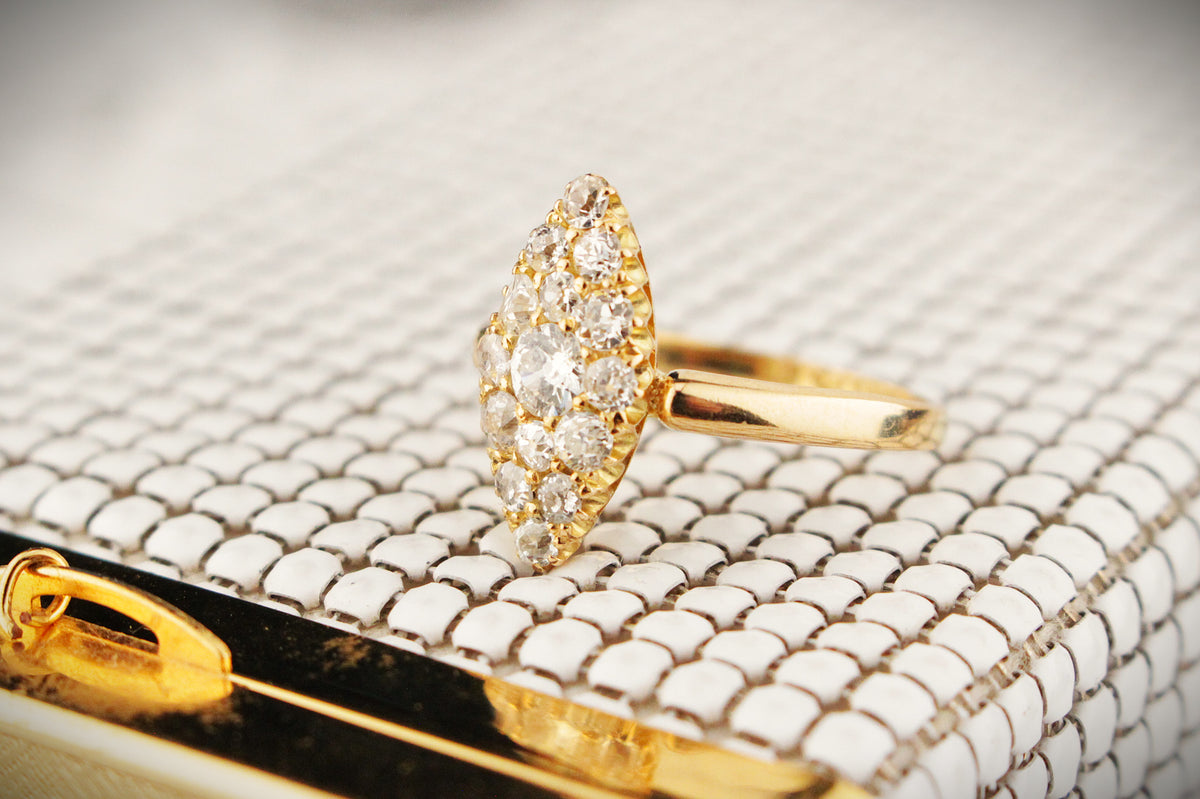 ANTIQUE LATE VICTORIAN .75ct DIAMOND CLUSTER RING 18ct GOLD