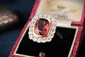 TOURMALINE & DIAMOND RING 14ct WHITE & ROSE GOLD