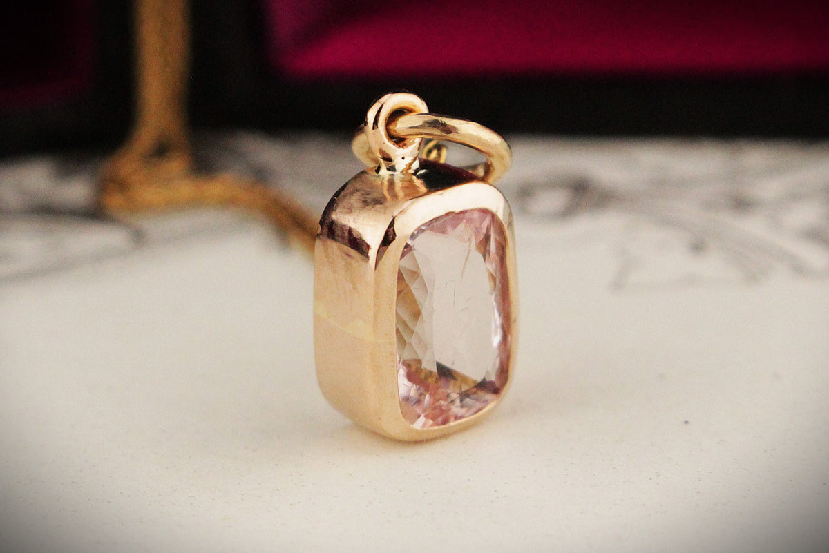 R&amp;V BESPOKE 3ct MORGANITE PENDANT 9ct GOLD