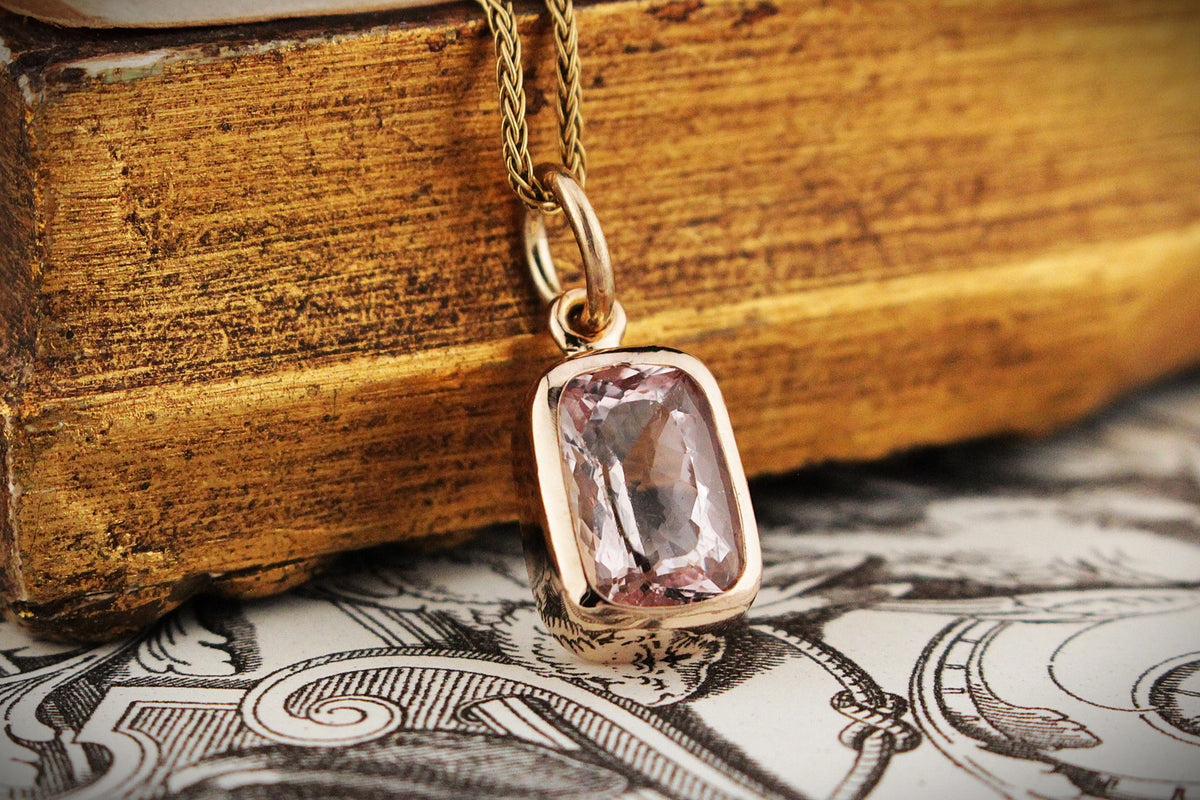R&amp;V BESPOKE 3ct MORGANITE PENDANT 9ct GOLD