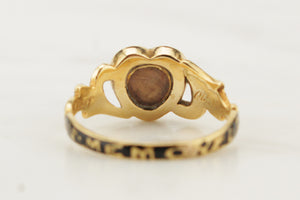 ANTIQUE VICTORIAN 1863 SEED PEARL MOURNING RING ON 18ct YELLOW GOLD