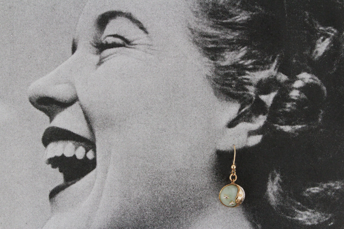 ANTIQUE EDWARDIAN c1910 JADE EARRINGS 9ct GOLD