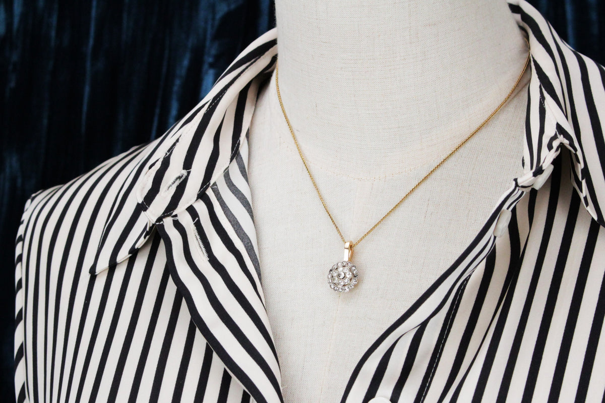 ANTIQUE LATE VICTORIAN DIAMOND CLUSTER PENDANT 15ct GOLD