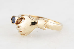 RETRO SAPPHIRE HAND RING 9ct GOLD