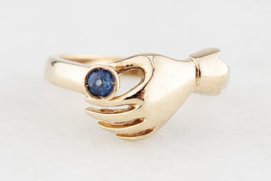 RETRO SAPPHIRE HAND RING 9ct GOLD