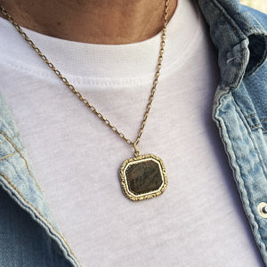 ANTIQUE MOSS AGATE PENDANT 9ct GOLD