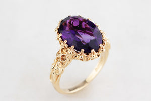 VINTAGE 1972 4.30ct SIBERIAN AMETHYST RING 9ct GOLD