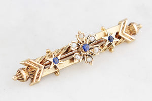ANTIQUE WILLIS & Co c1880's AUSTRALIAN PASTE & SEED PEARL BROOCH 15ct GOLD