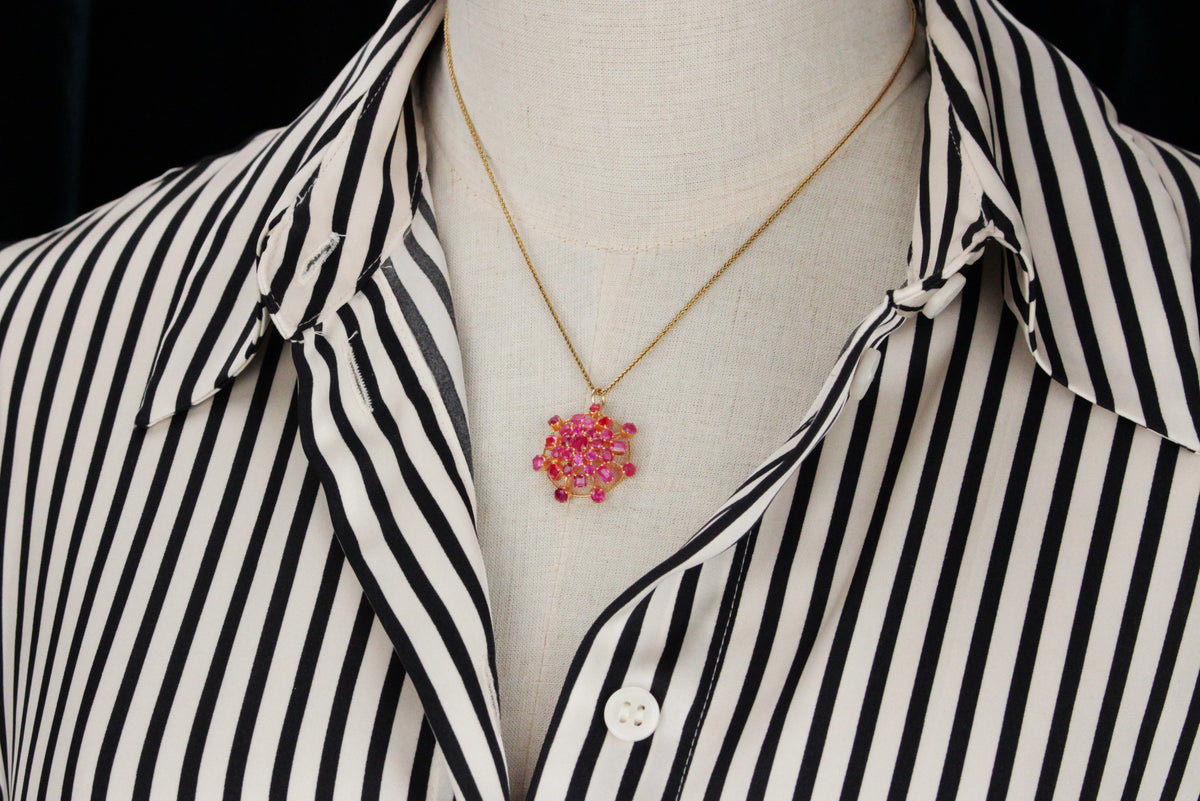 VINTAGE ESTATE RUBY ‘SPUTNIK’ PENDANT 18ct GOLD