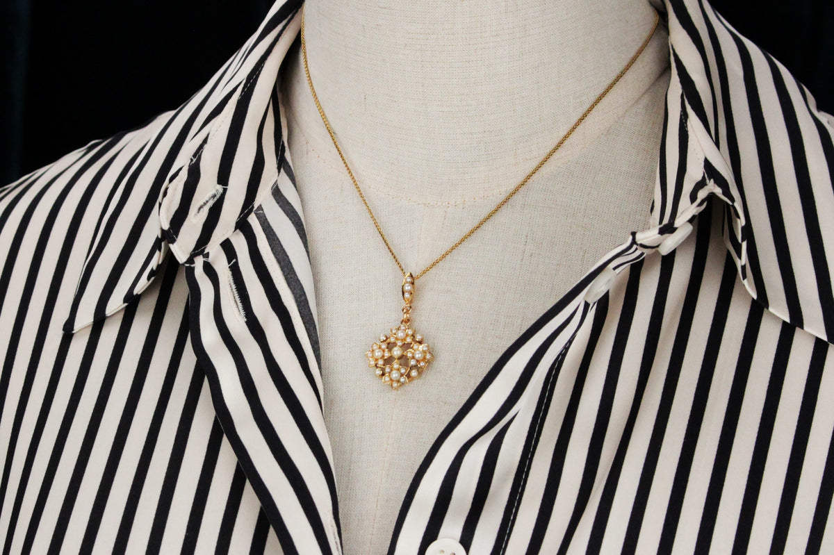 ANTIQUE EDWARDIAN SPLIT PEARL PENDANT 9ct GOLD
